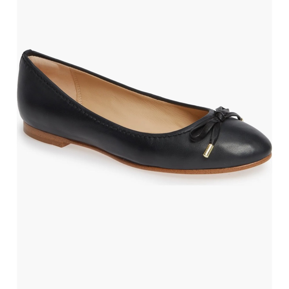Clarks Black Leather Flats with Bow